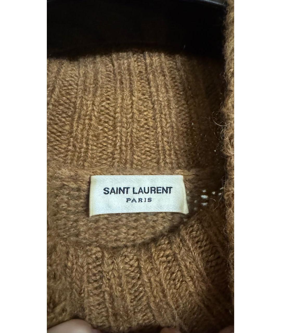 SAINT LAURENT Коричневое шерстяное повседневное платье, фото 2