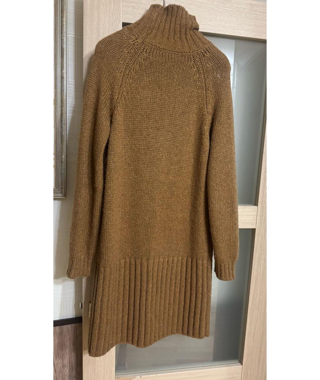 SAINT LAURENT Коричневое шерстяное повседневное платье, фото 3