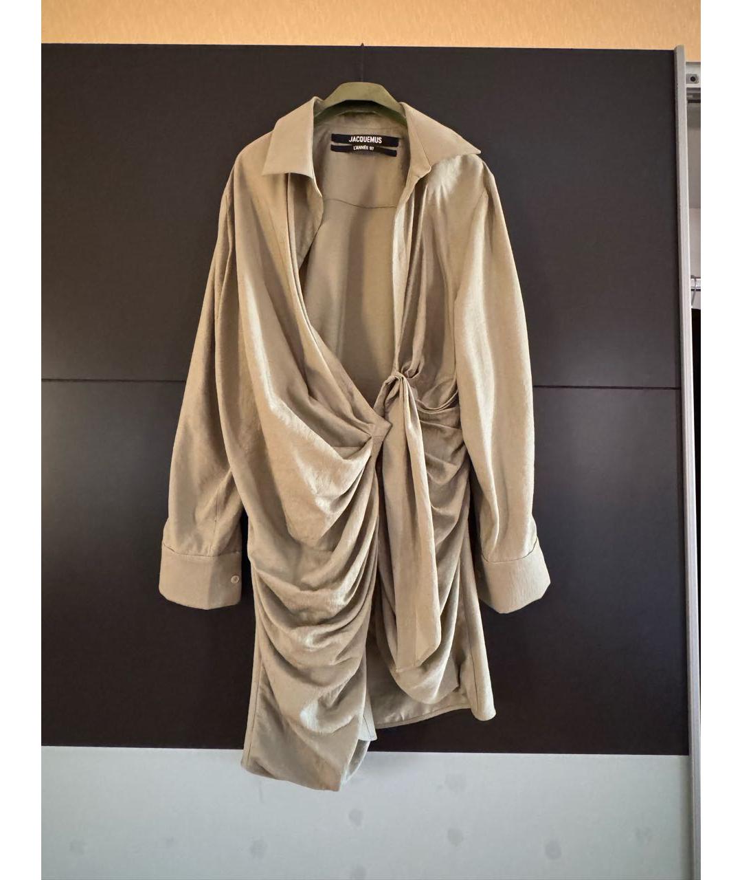 JACQUEMUS Хаки вискозное коктейльное платье, фото 3