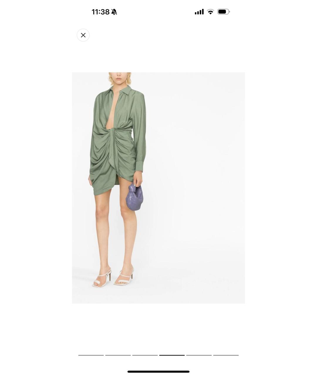 JACQUEMUS Хаки вискозное коктейльное платье, фото 2