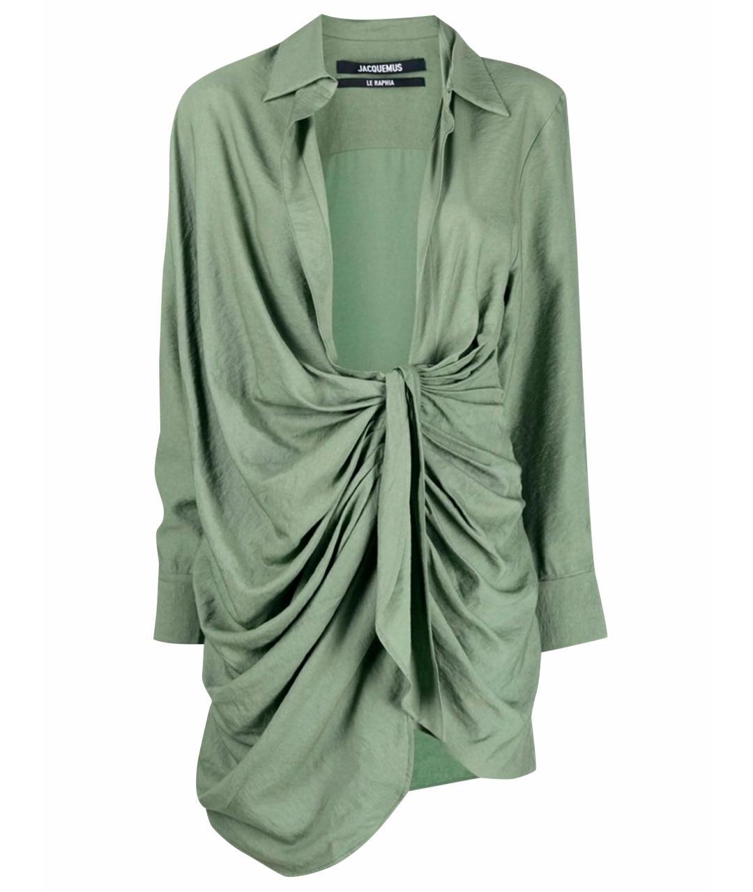 JACQUEMUS Хаки вискозное коктейльное платье, фото 1