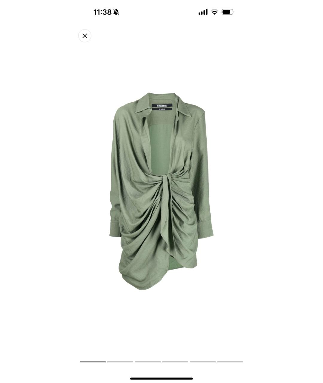 JACQUEMUS Хаки вискозное коктейльное платье, фото 6
