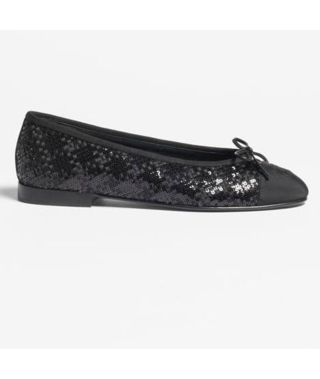 CHANEL Черные текстильные балетки, фото 4