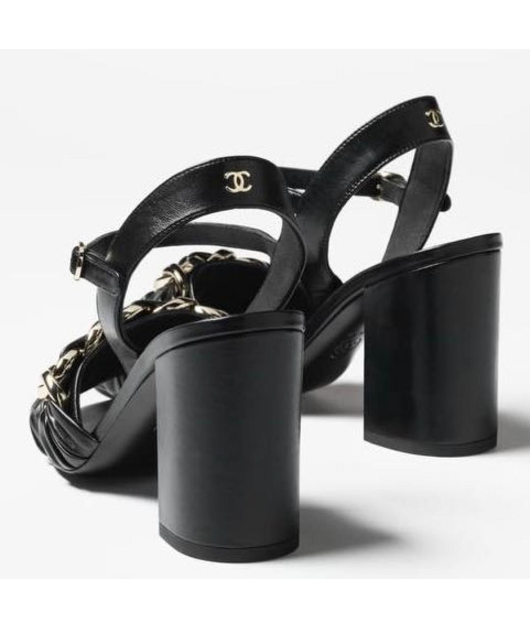 CHANEL Черные кожаные босоножки, фото 3