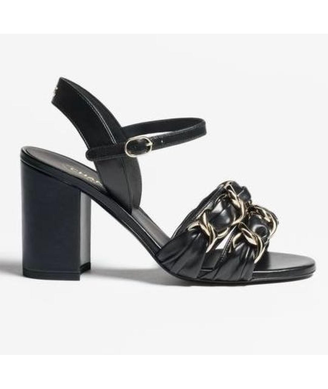 CHANEL Черные кожаные босоножки, фото 4