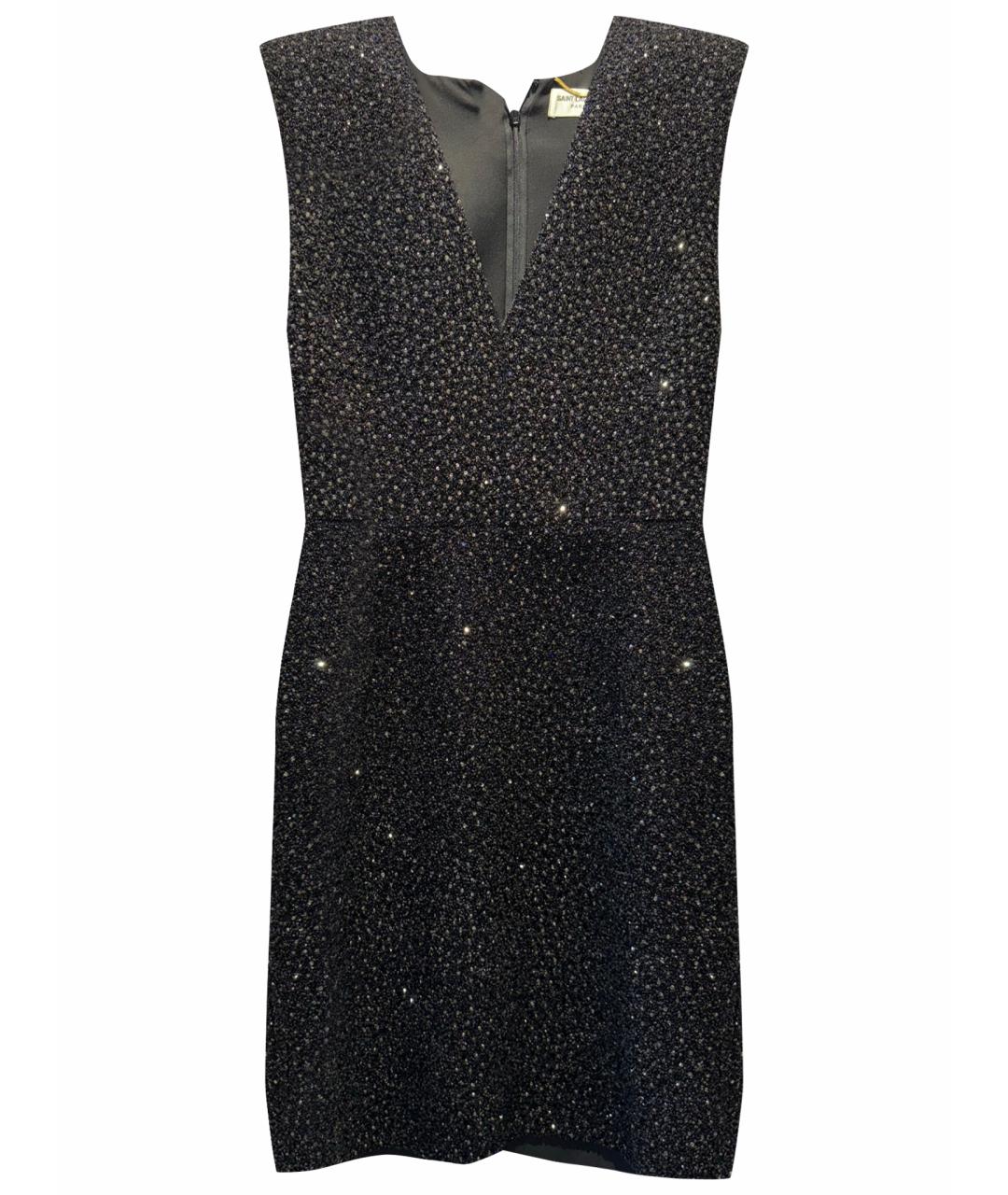 SAINT LAURENT Черное синтетическое коктейльное платье, фото 1