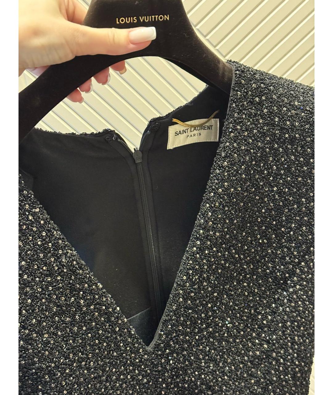 SAINT LAURENT Черное синтетическое коктейльное платье, фото 3