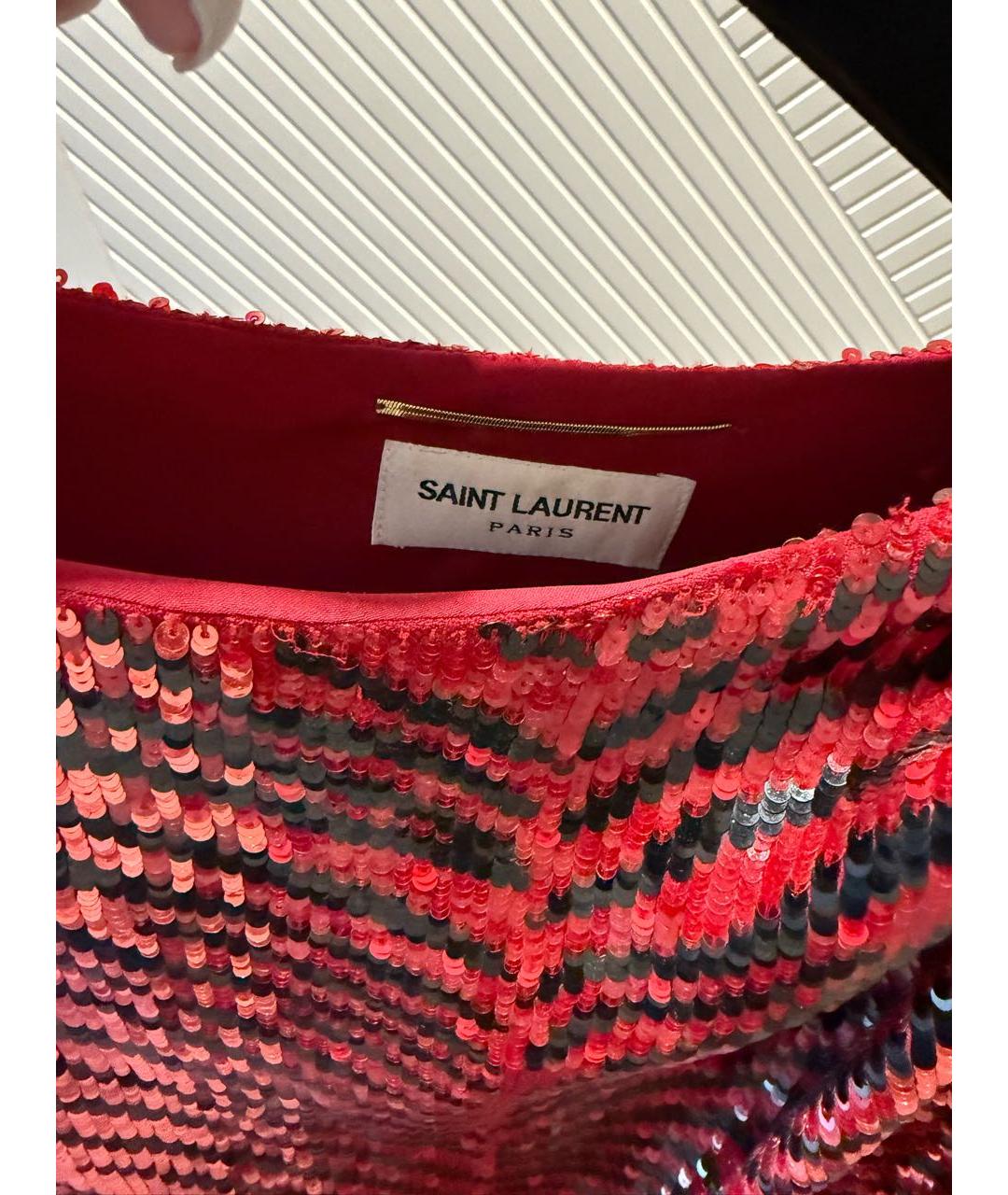 SAINT LAURENT Красное полиэстеровое коктейльное платье, фото 4