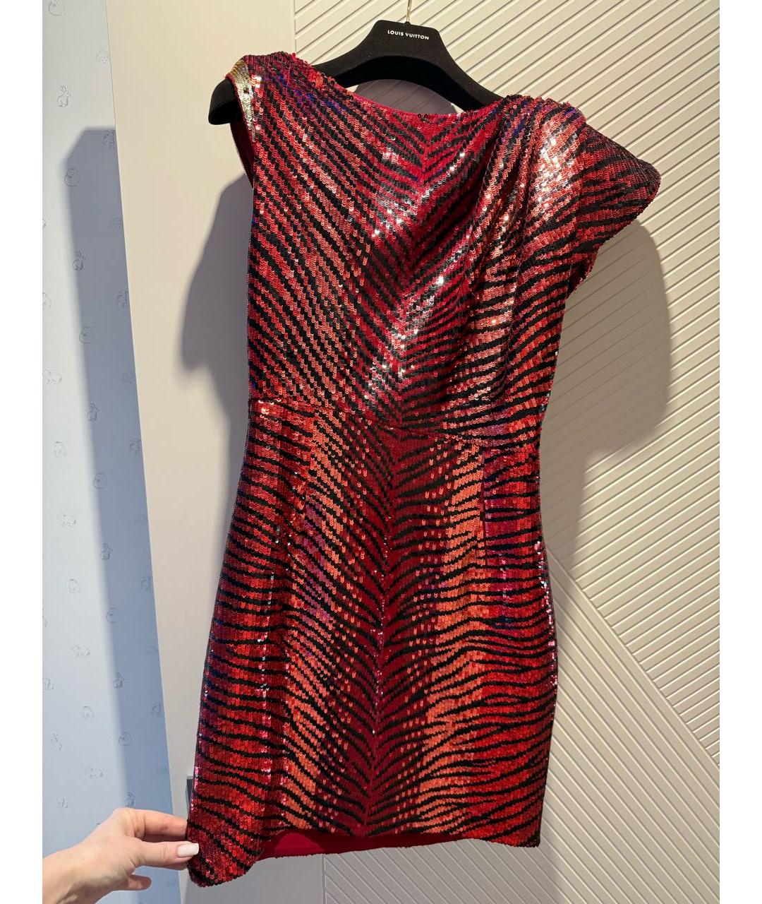 SAINT LAURENT Красное полиэстеровое коктейльное платье, фото 2