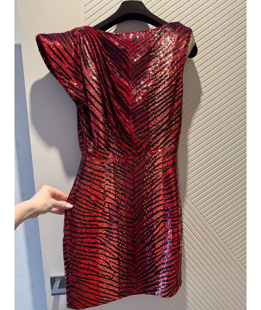 SAINT LAURENT Красное полиэстеровое коктейльное платье, фото 5