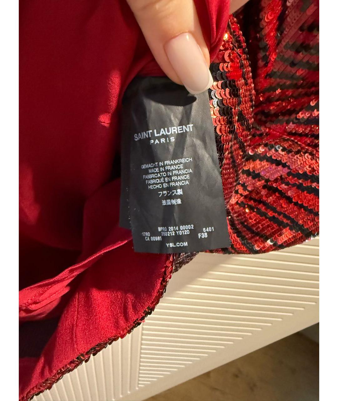 SAINT LAURENT Красное полиэстеровое коктейльное платье, фото 3