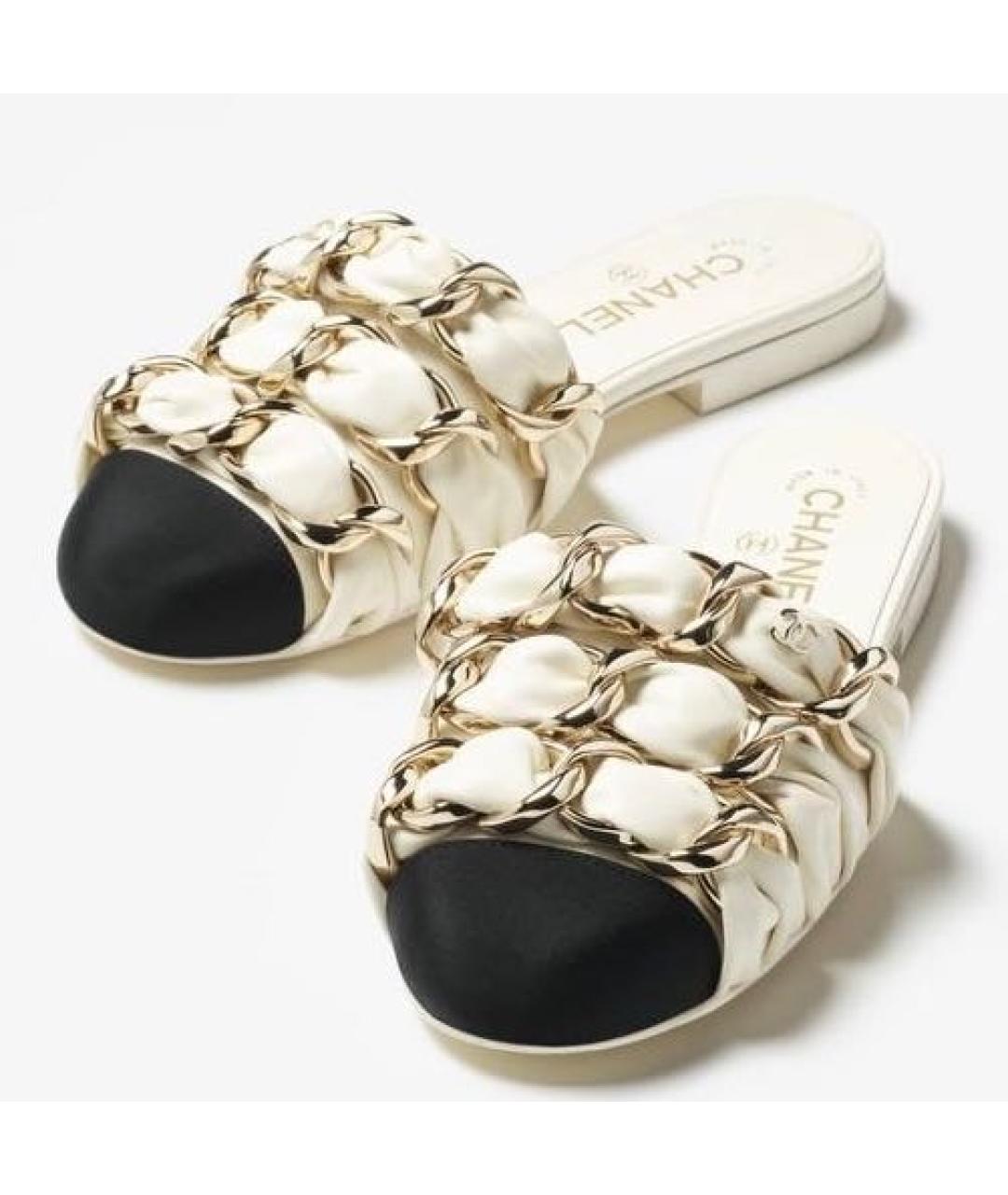 CHANEL Белые кожаные мюли, фото 2