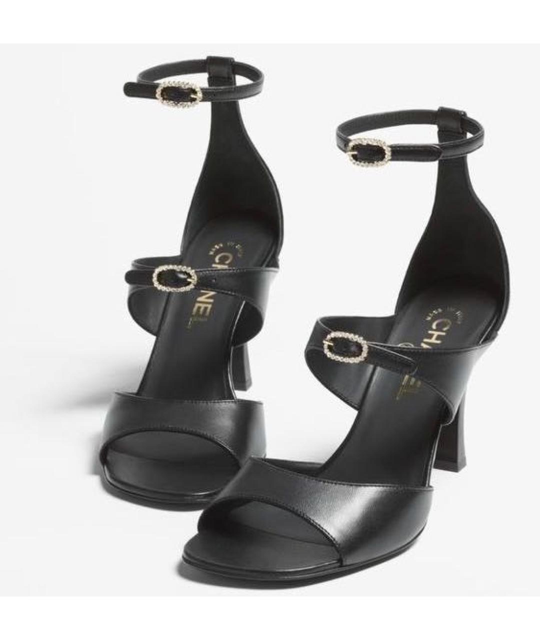 CHANEL Черные кожаные босоножки, фото 2