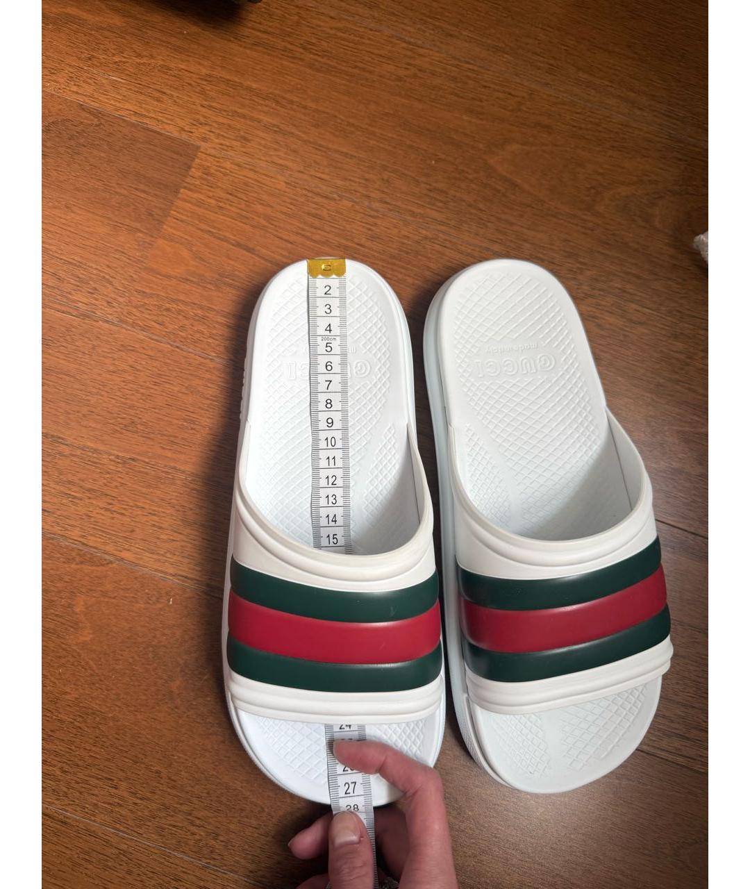 GUCCI Белые резиновые шлепанцы, фото 3