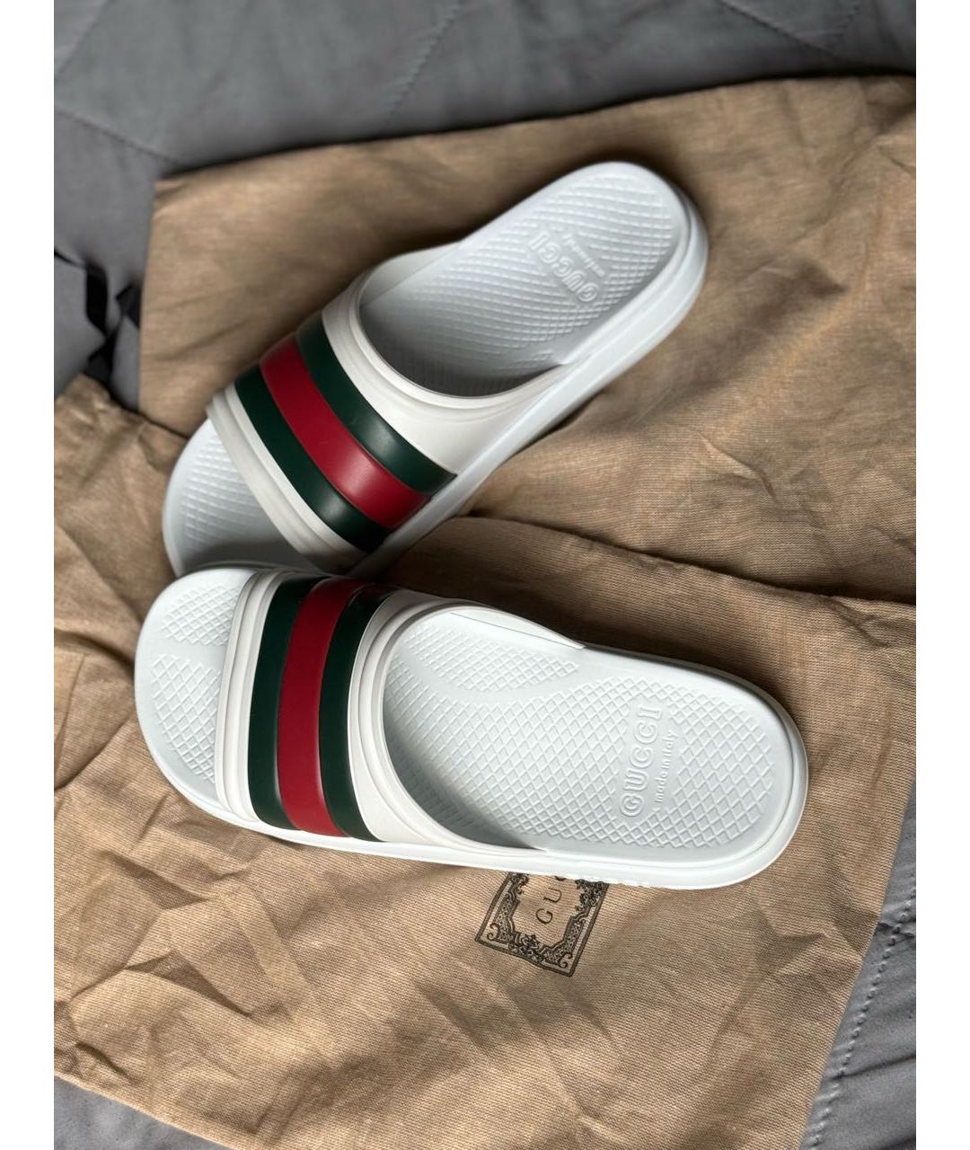 GUCCI Белые резиновые шлепанцы, фото 2