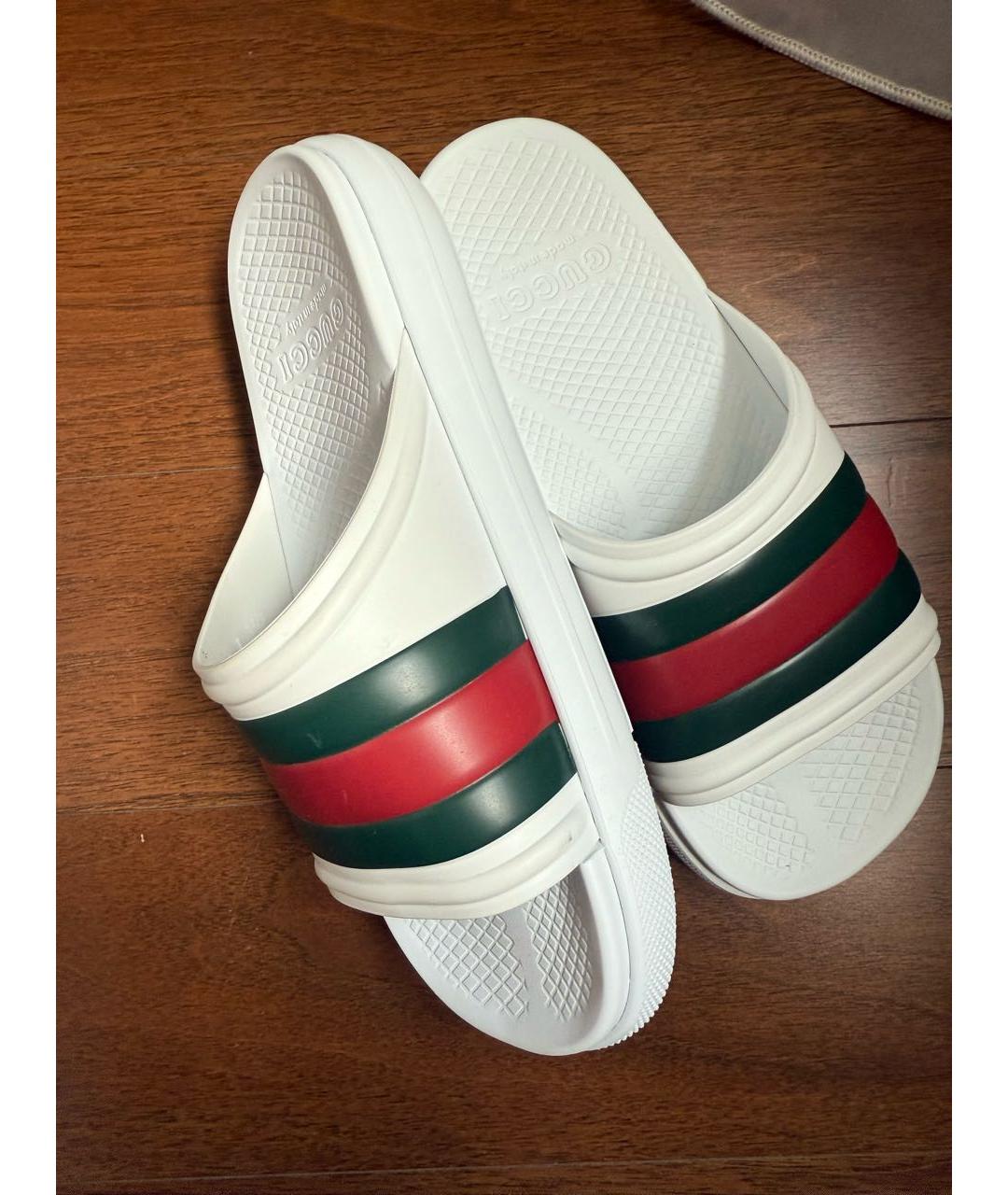 GUCCI Белые резиновые шлепанцы, фото 4