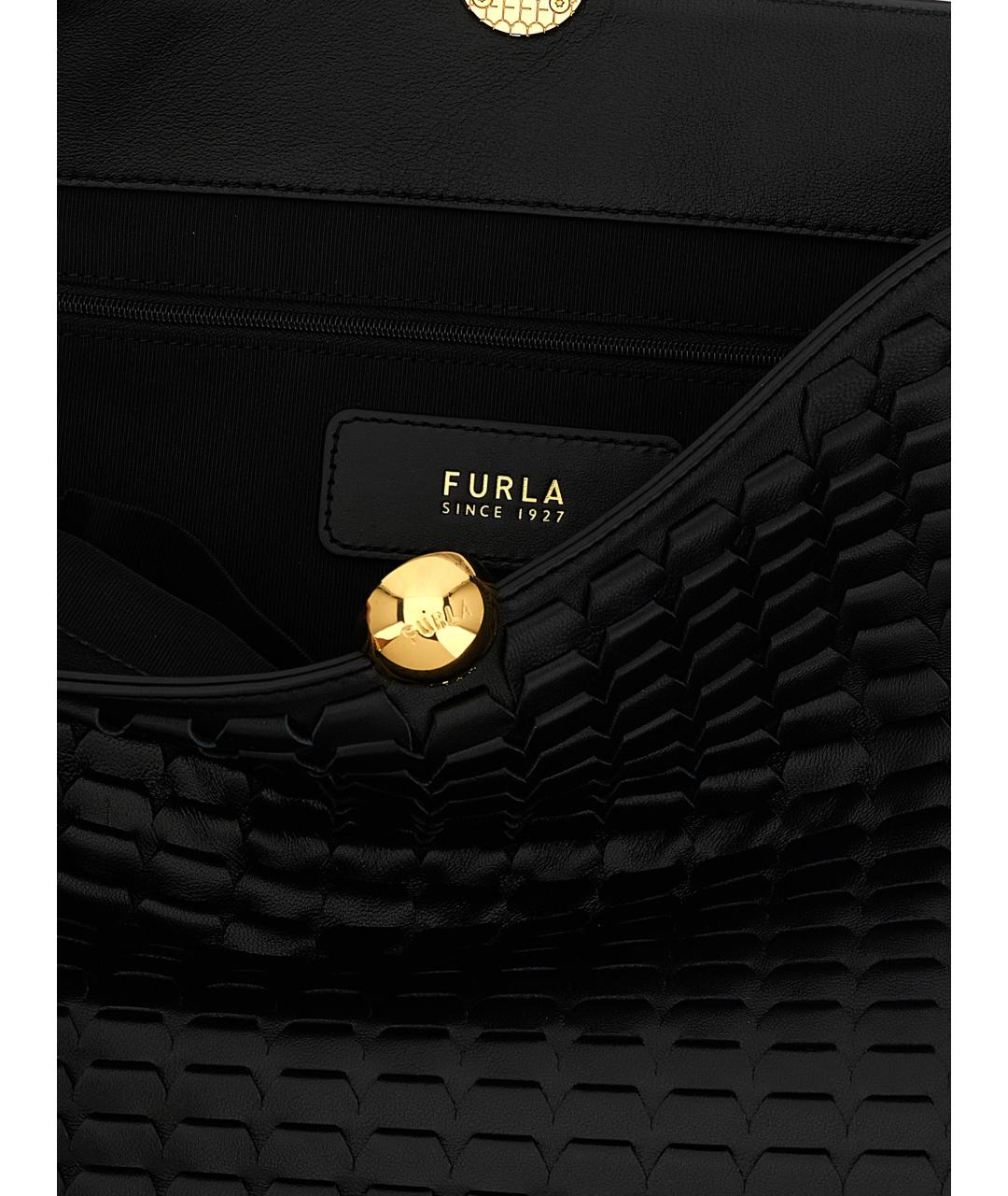FURLA Черная кожаная сумка через плечо, фото 4