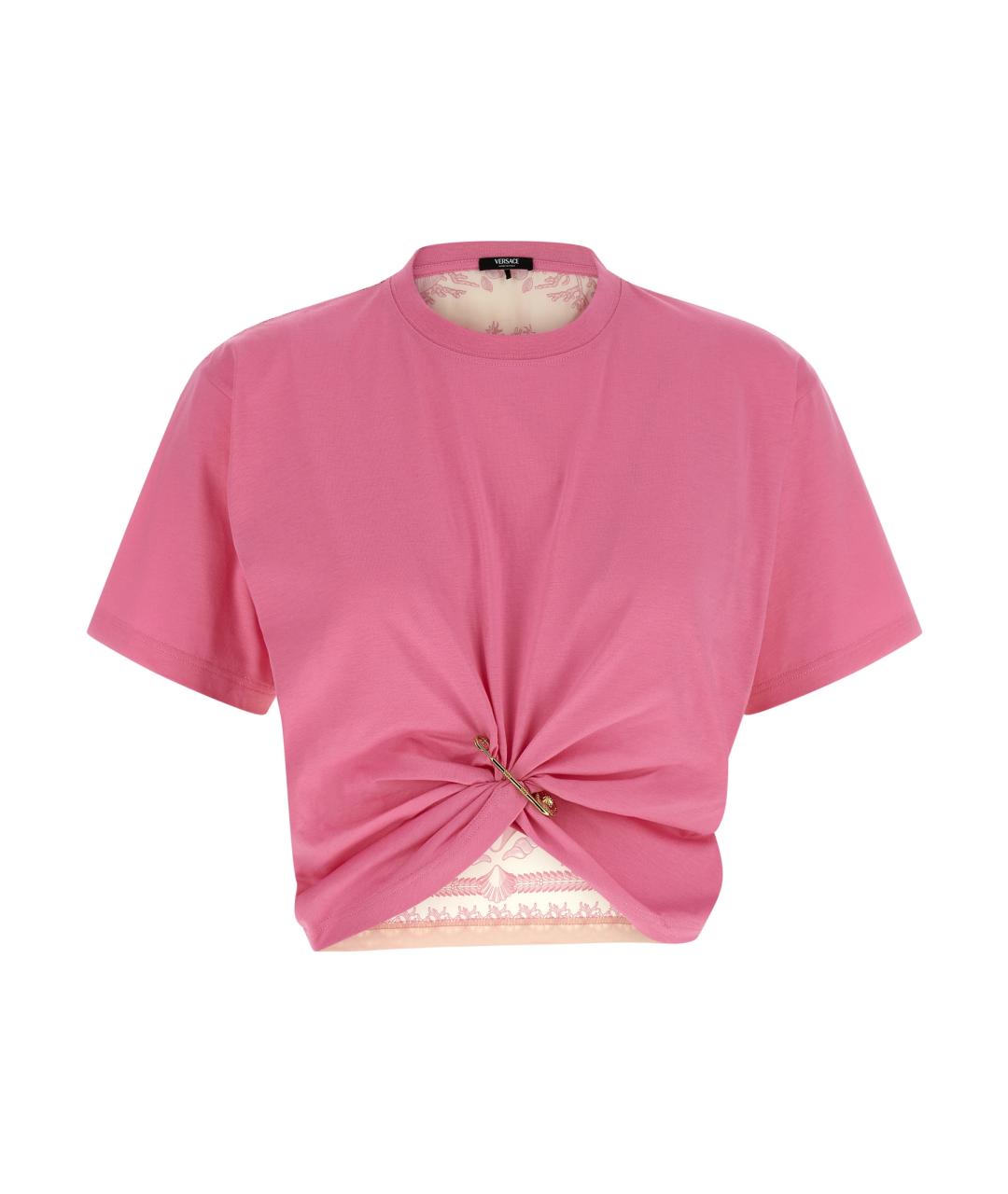 VERSACE Розовая хлопковая футболка, фото 1