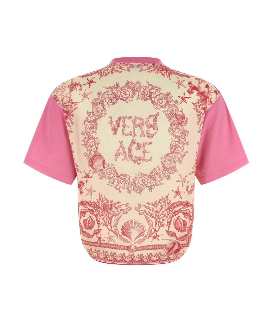 VERSACE Розовая хлопковая футболка, фото 2