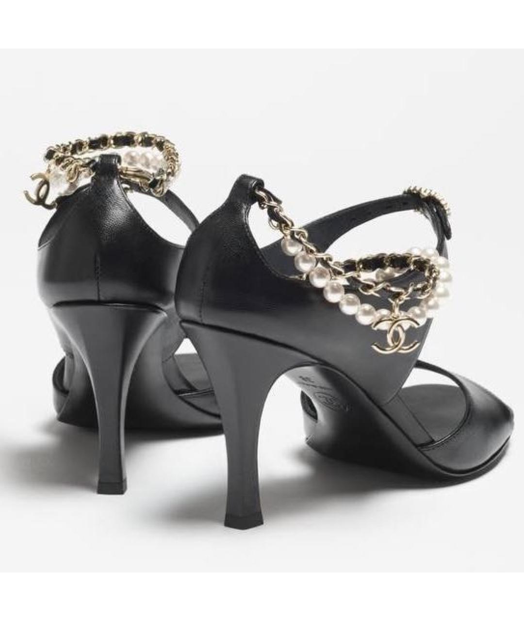 CHANEL Черные кожаные босоножки, фото 3