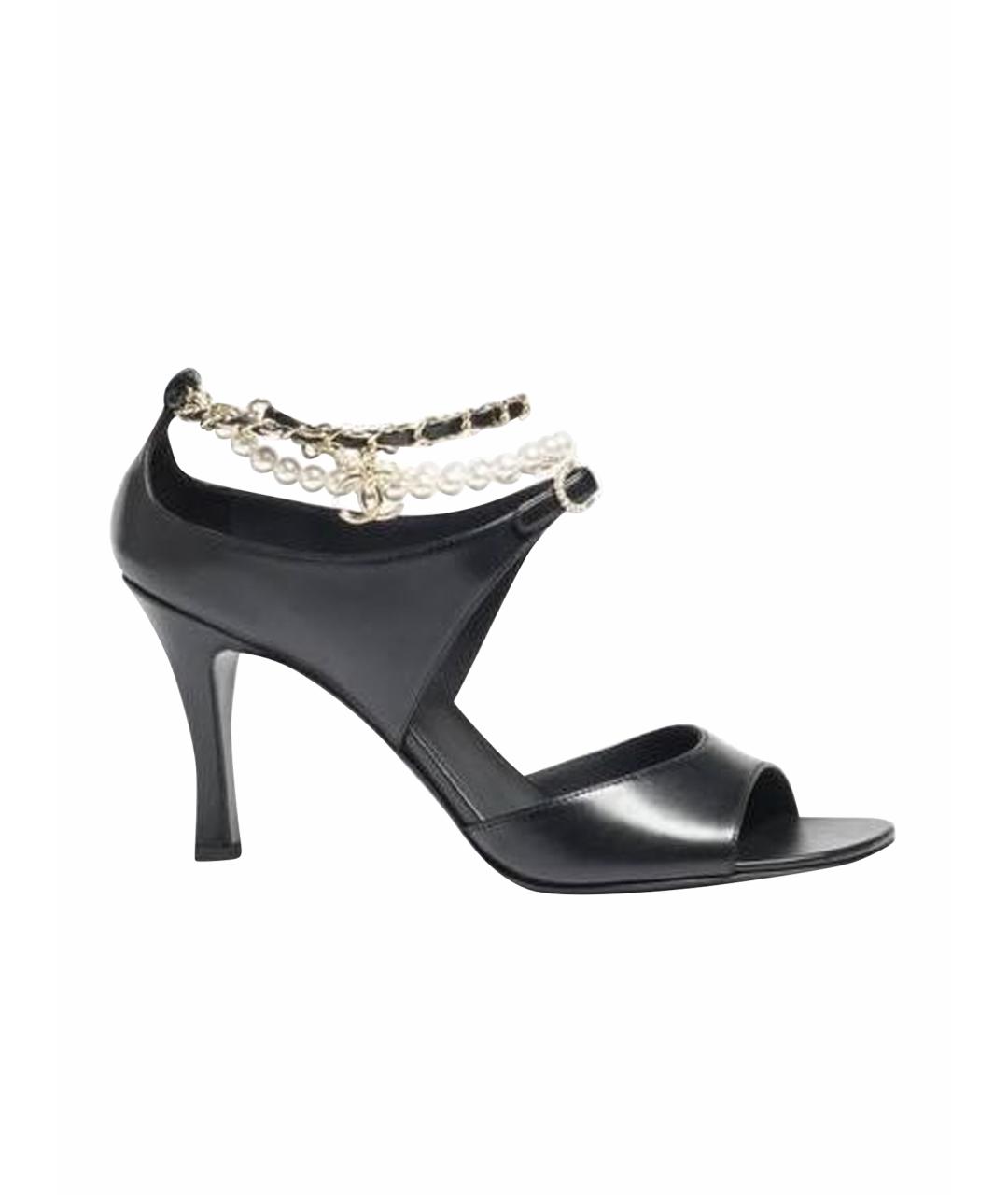 CHANEL Черные кожаные босоножки, фото 1