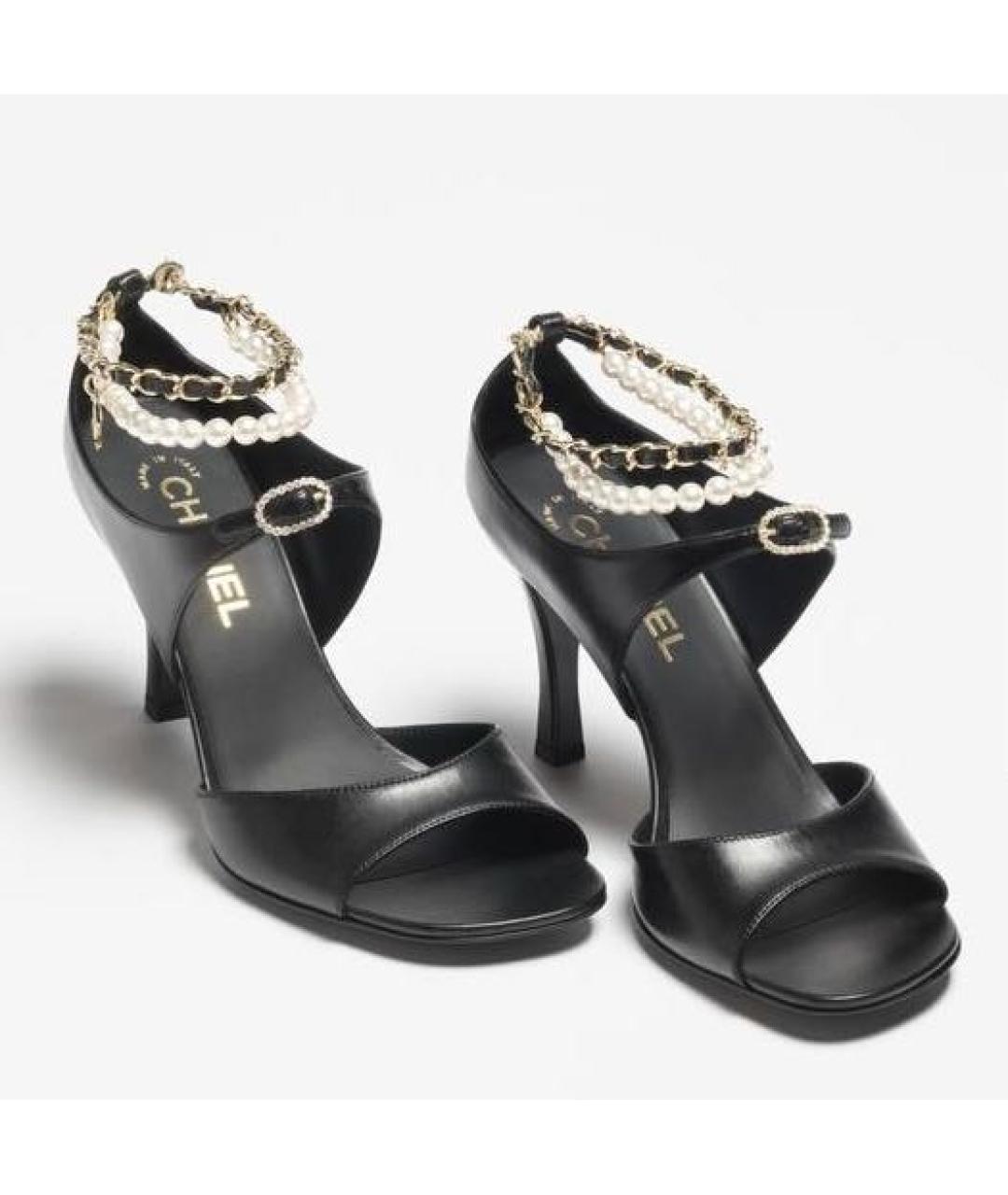 CHANEL Черные кожаные босоножки, фото 2