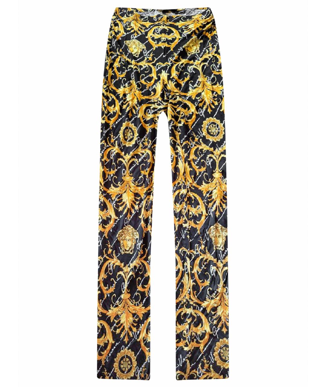 VERSACE Желтые вискозные брюки узкие, фото 1