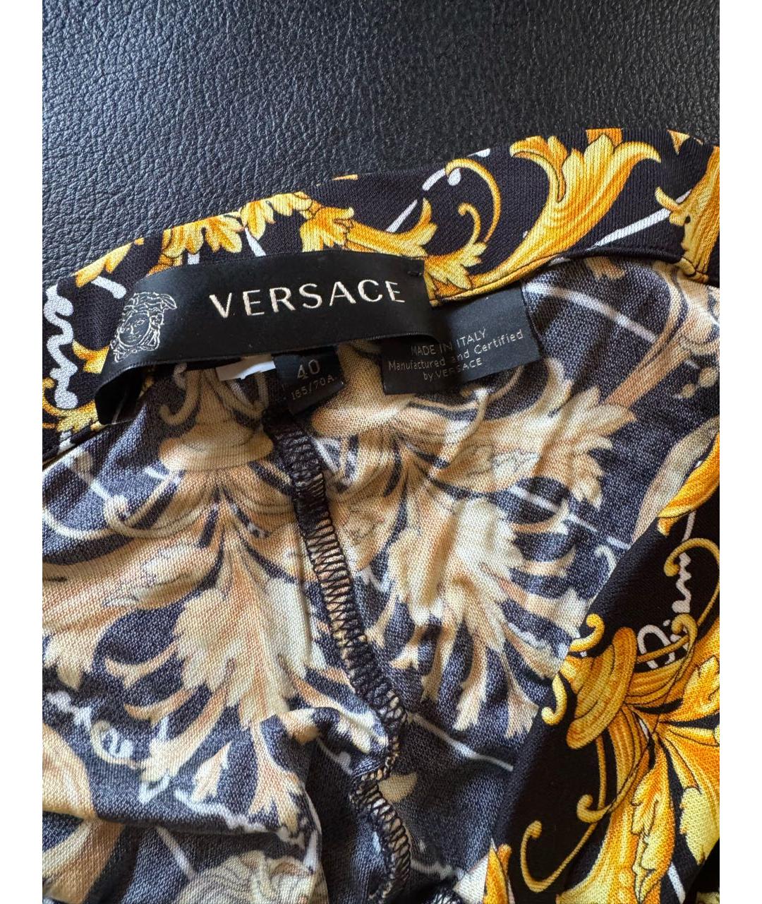 VERSACE Желтые вискозные брюки узкие, фото 3