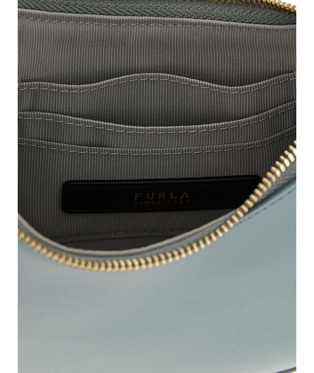 FURLA Голубая кожаная сумка через плечо, фото 4
