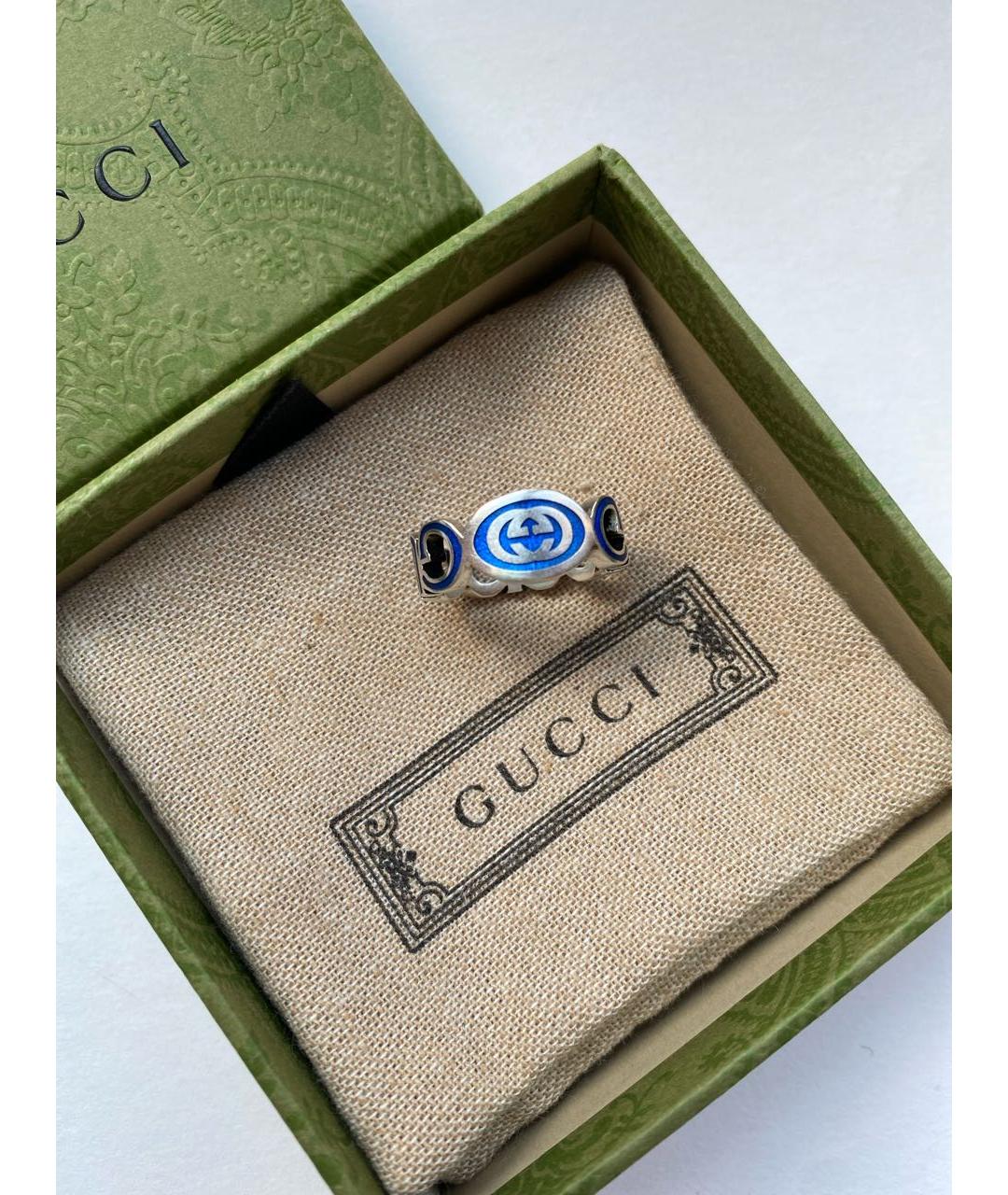 GUCCI Синее серебряное кольцо, фото 6
