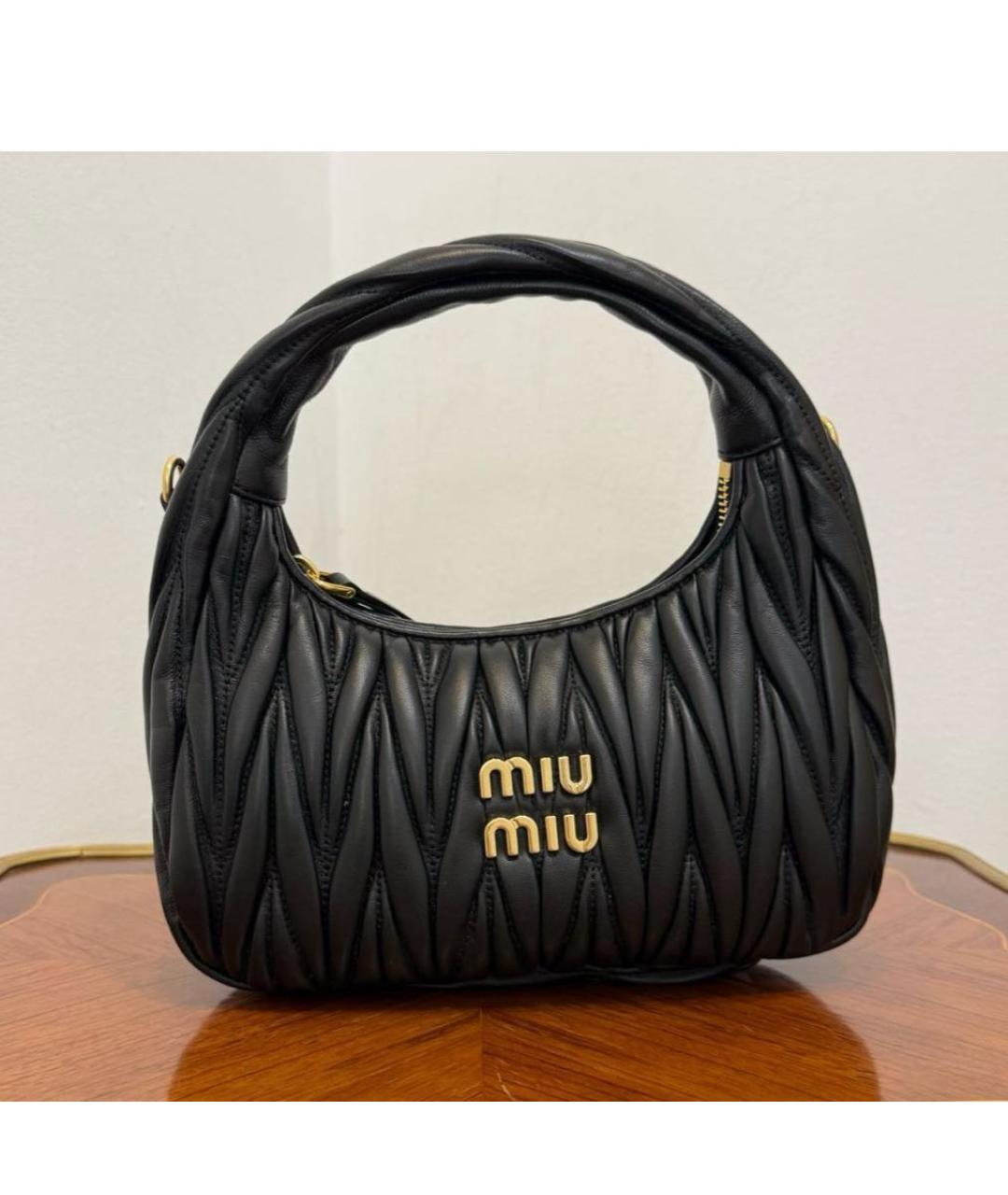 MIU MIU Черная кожаная сумка с короткими ручками, фото 4