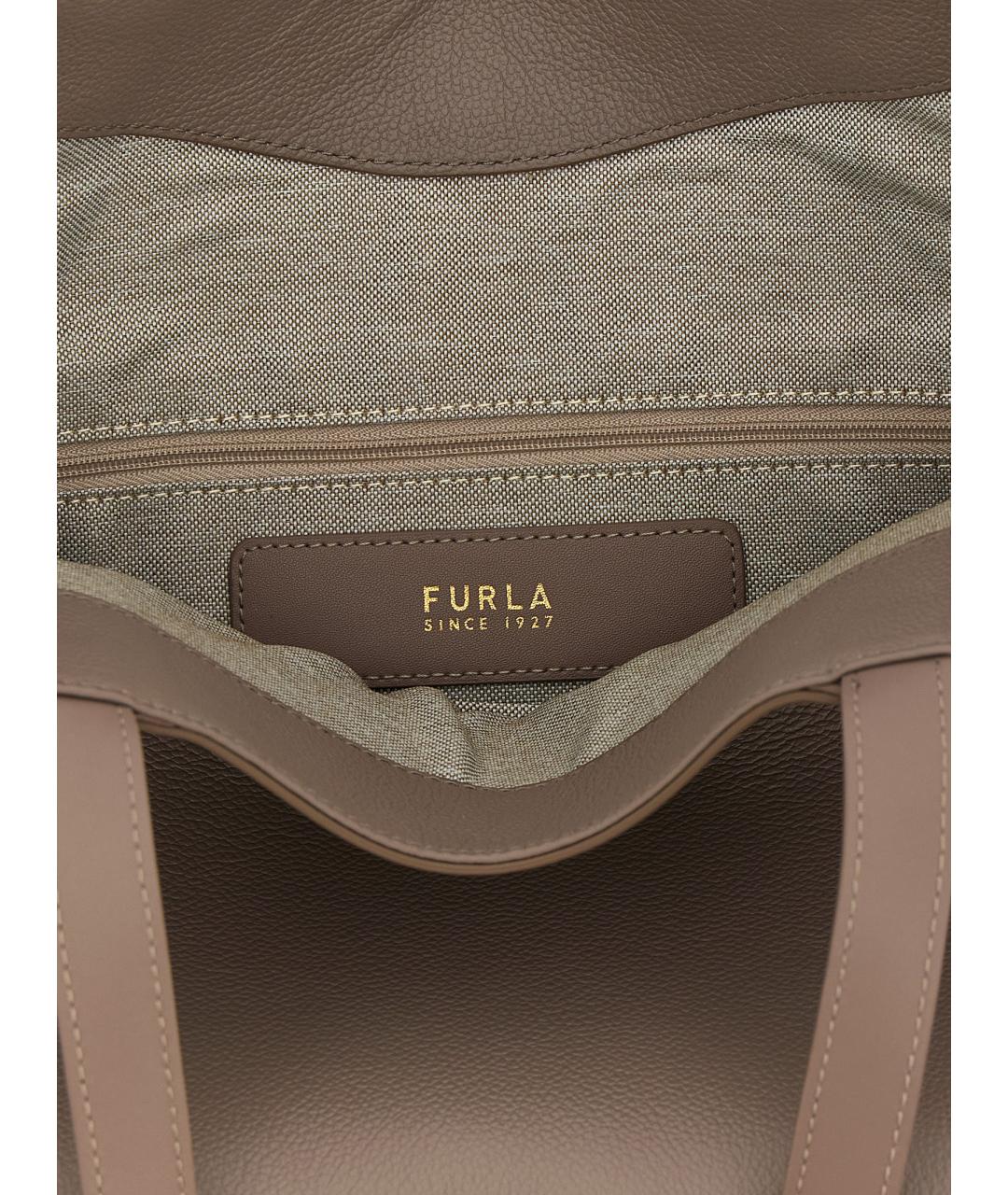 FURLA Серая кожаная сумка тоут, фото 4