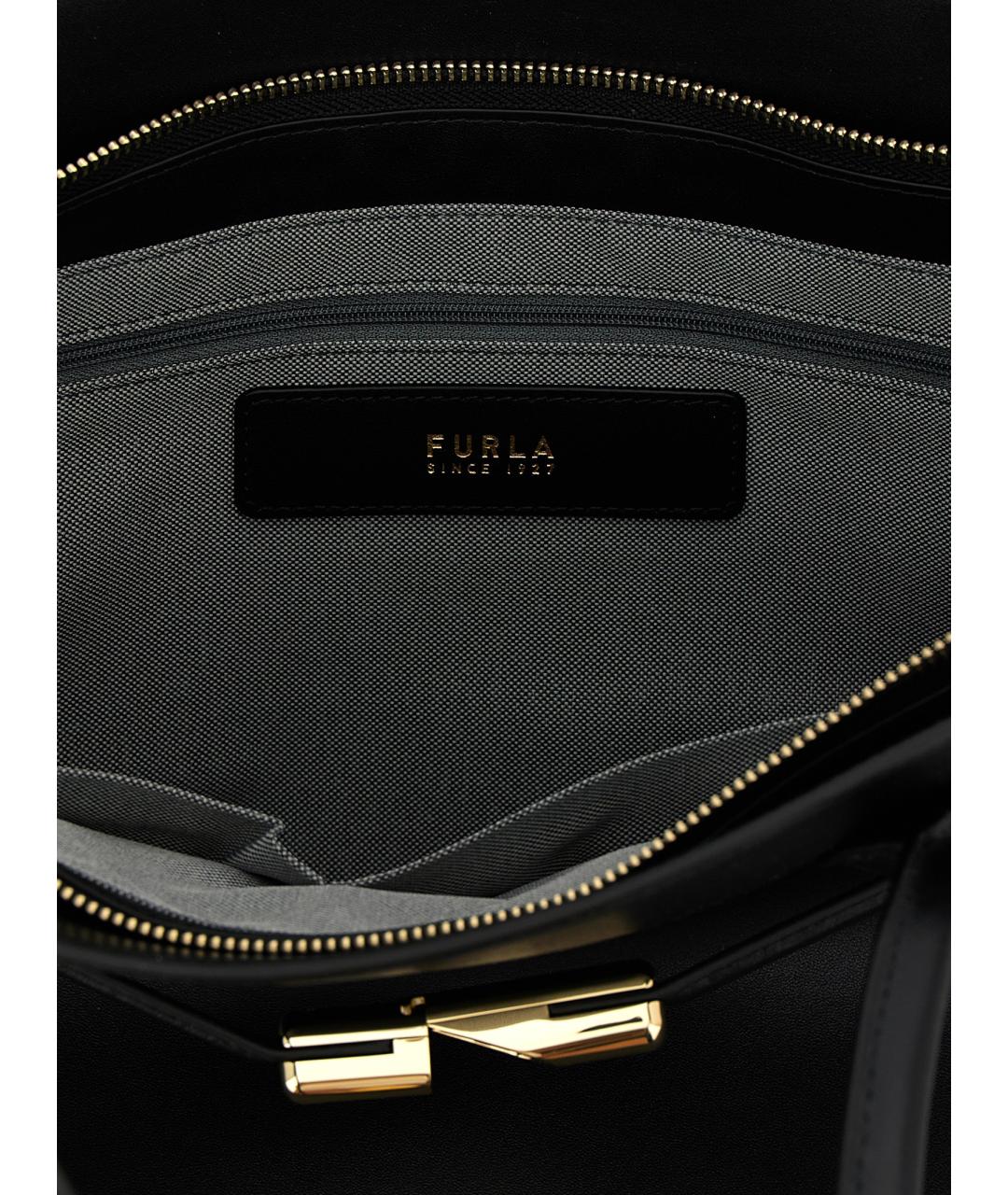 FURLA Черная кожаная сумка тоут, фото 4