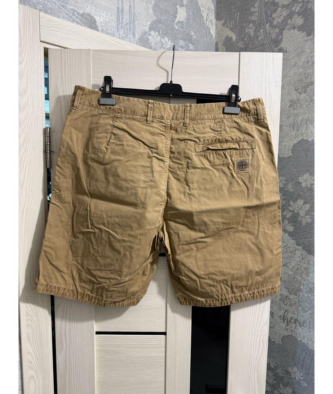 STONE ISLAND Горчичные хлопковые шорты, фото 2