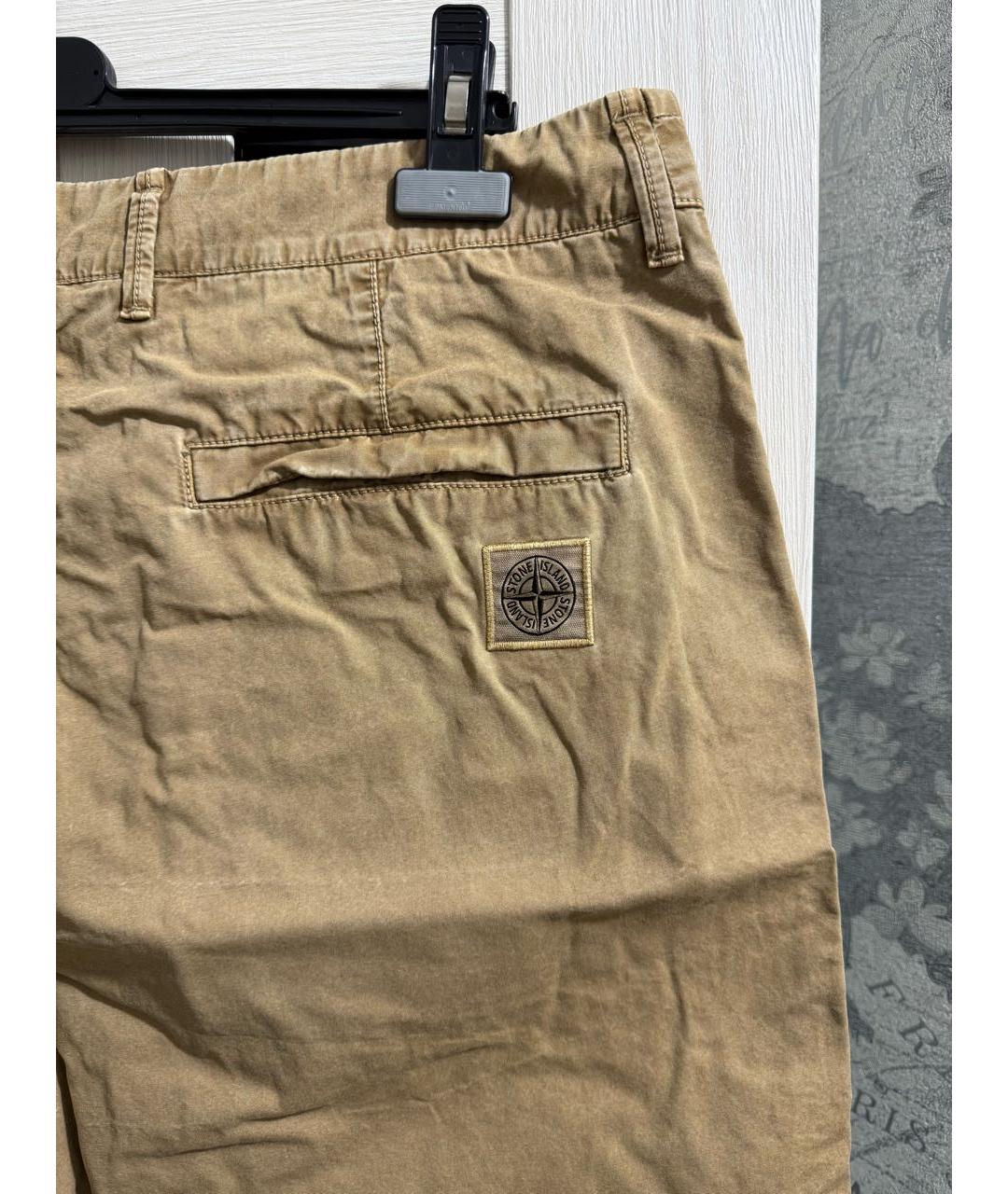 STONE ISLAND Горчичные хлопковые шорты, фото 4