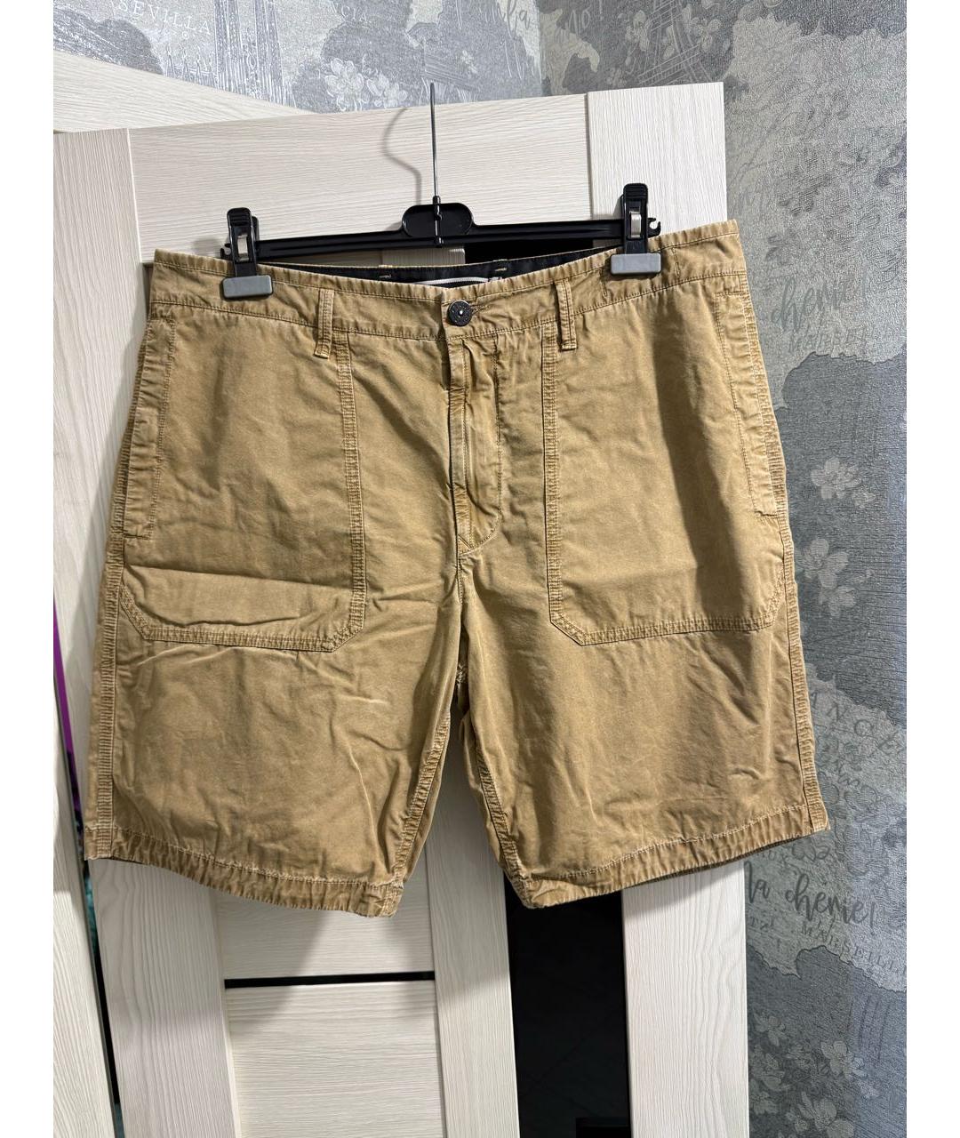 STONE ISLAND Горчичные хлопковые шорты, фото 7