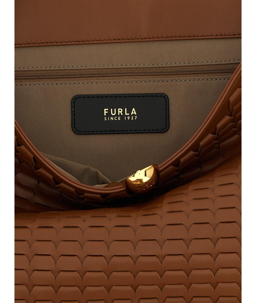 FURLA Коричневая кожаная сумка через плечо, фото 4