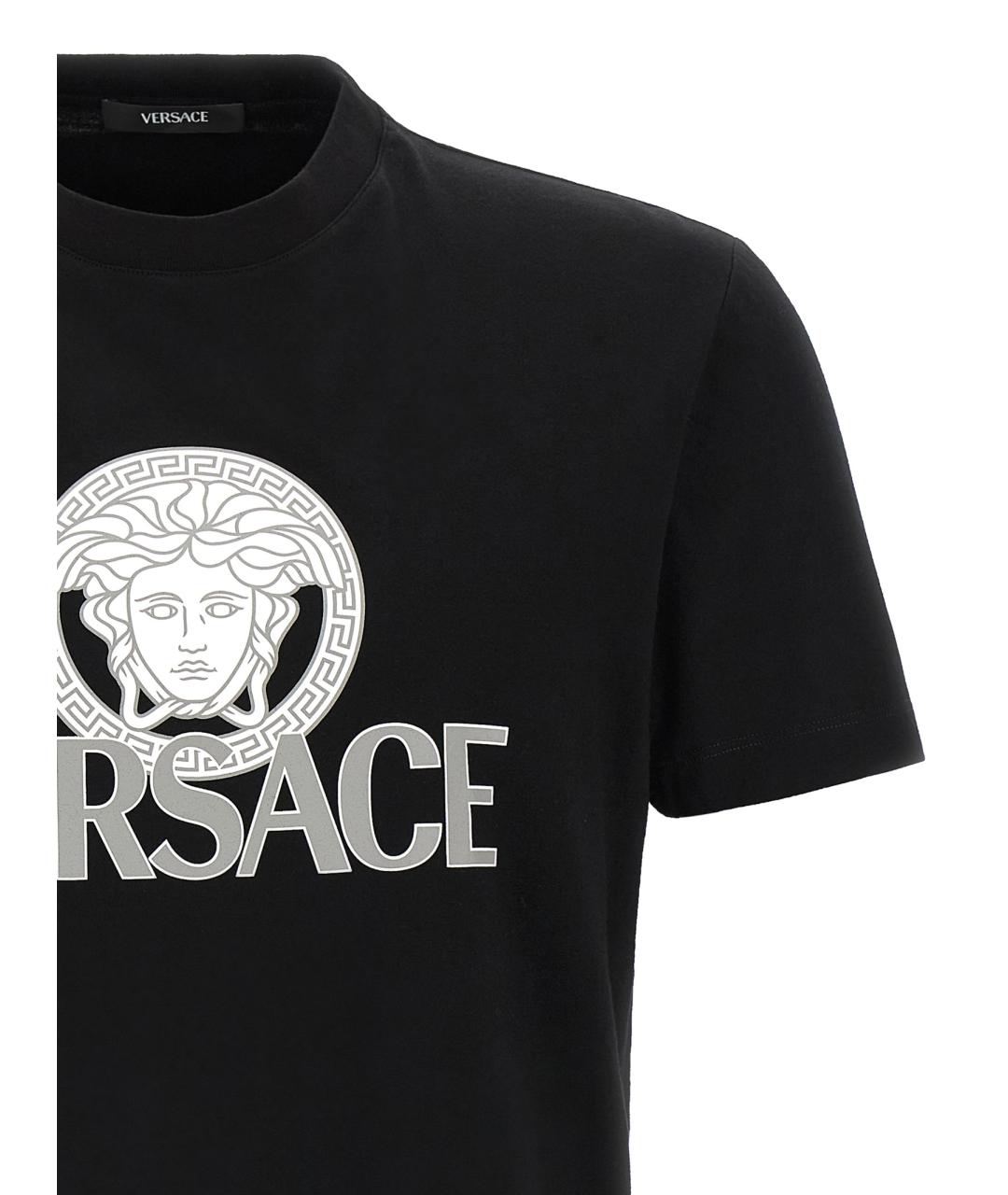 VERSACE Черная хлопковая футболка, фото 3