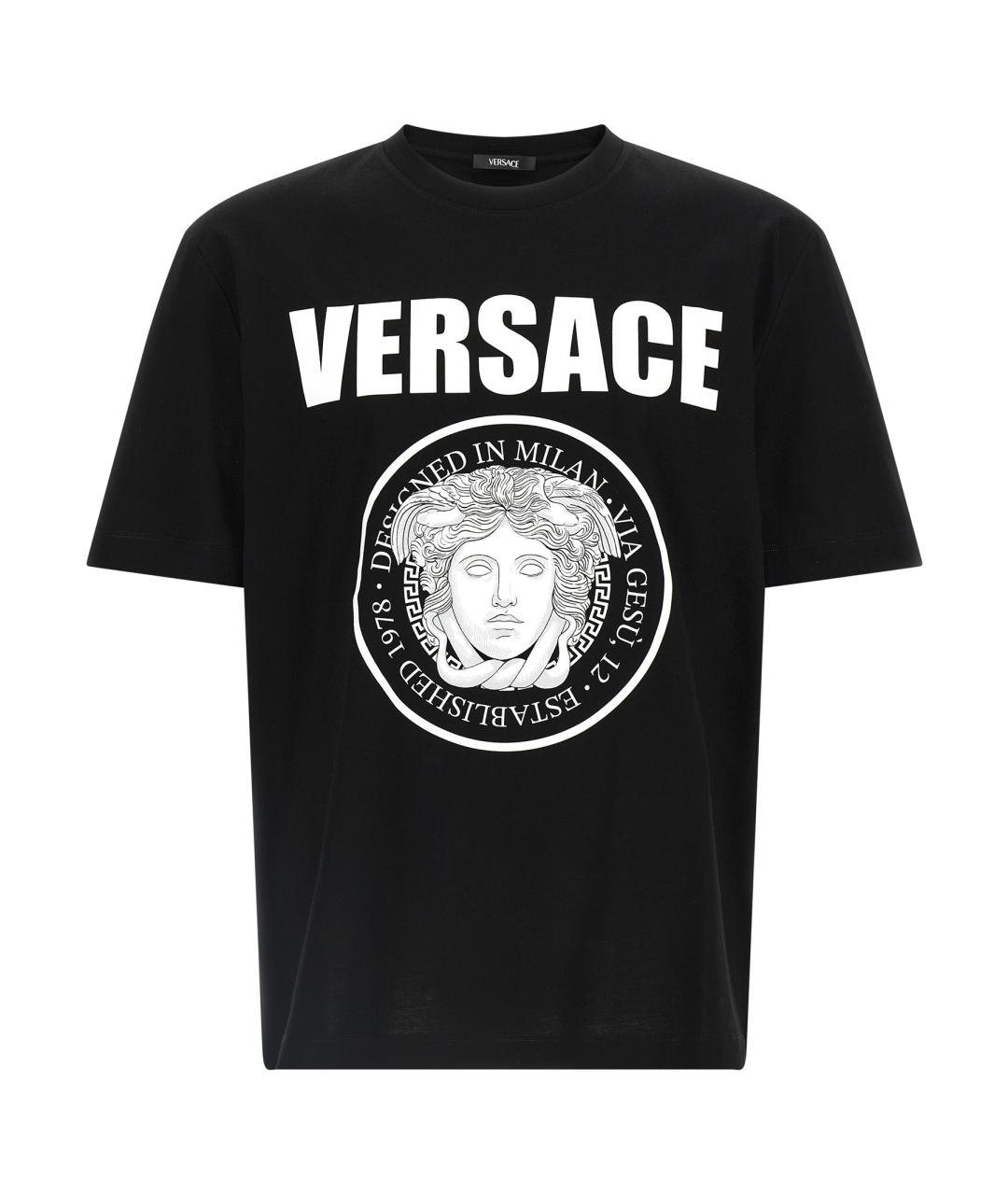VERSACE Черная хлопковая футболка, фото 1