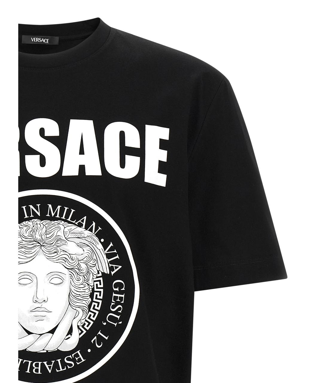 VERSACE Черная хлопковая футболка, фото 3