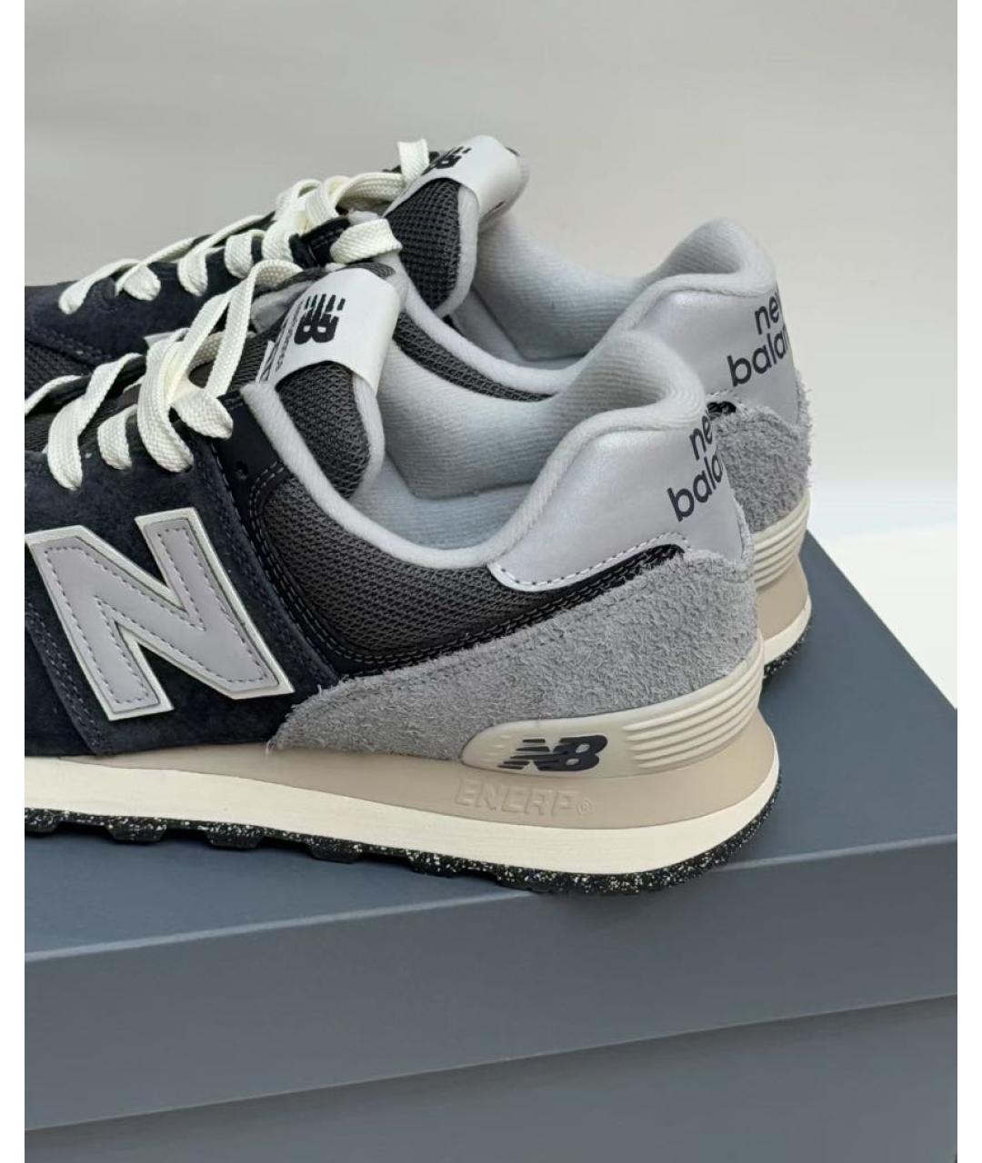 NEW BALANCE Черные замшевые низкие кроссовки / кеды, фото 7
