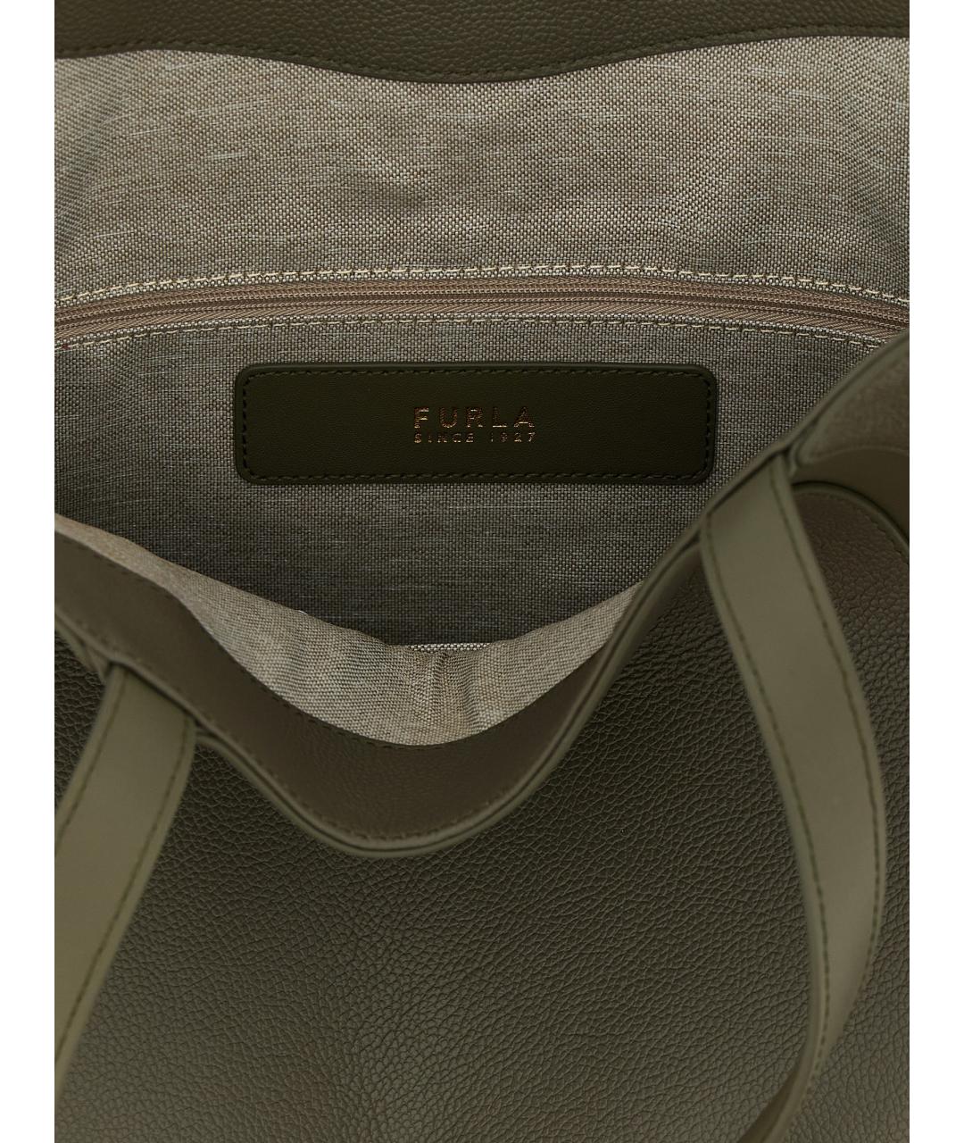 FURLA Зеленая кожаная сумка тоут, фото 4