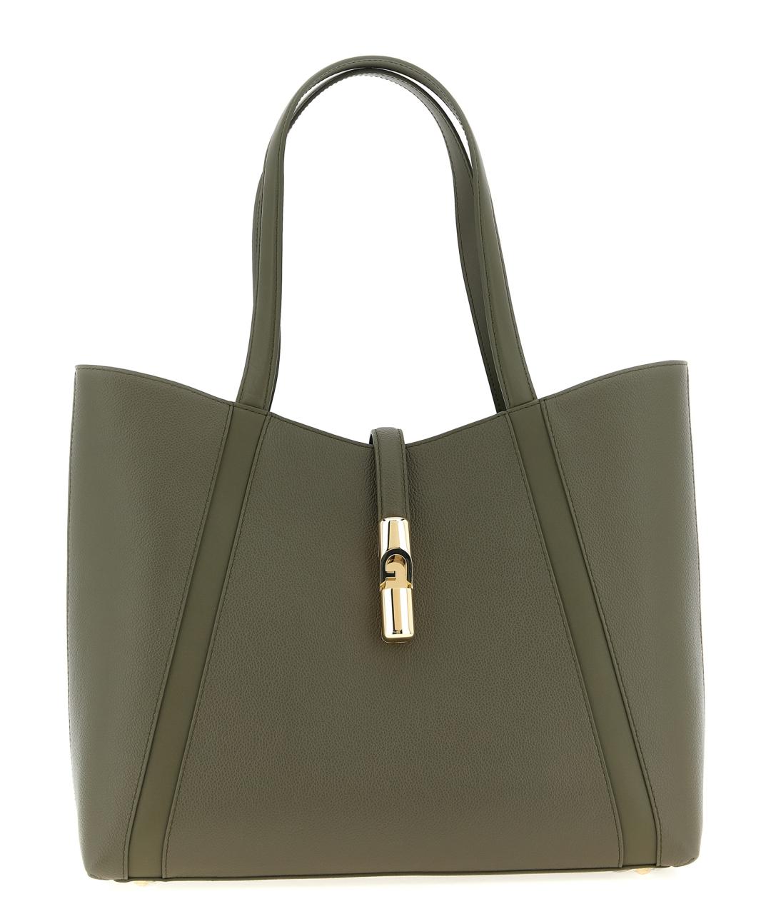 FURLA Зеленая кожаная сумка тоут, фото 1