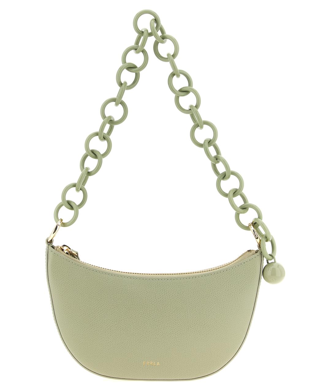 FURLA Зеленая кожаная сумка через плечо, фото 1