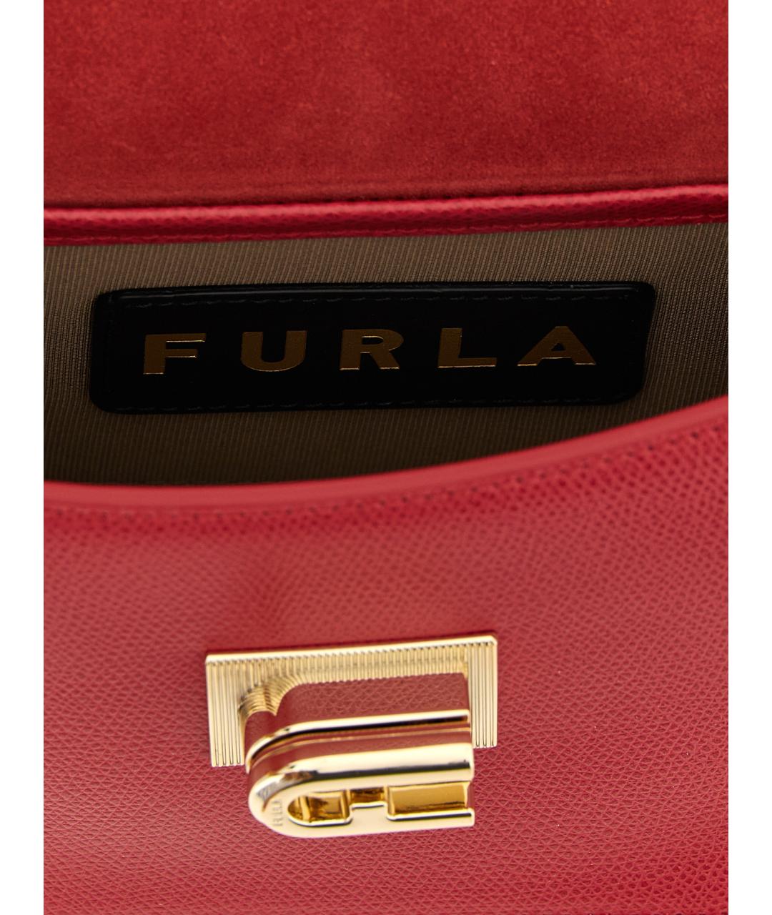 FURLA Красная кожаная сумка через плечо, фото 4