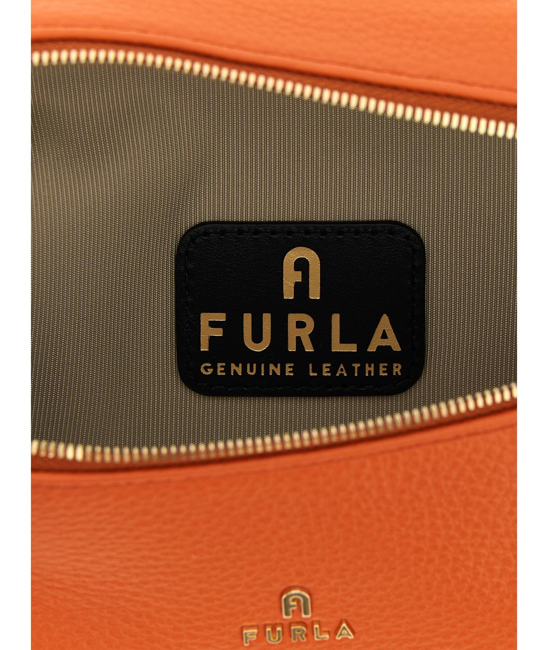 FURLA Оранжевая кожаная сумка с короткими ручками, фото 4