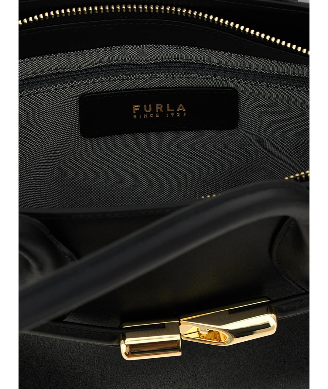 FURLA Черная кожаная сумка тоут, фото 4