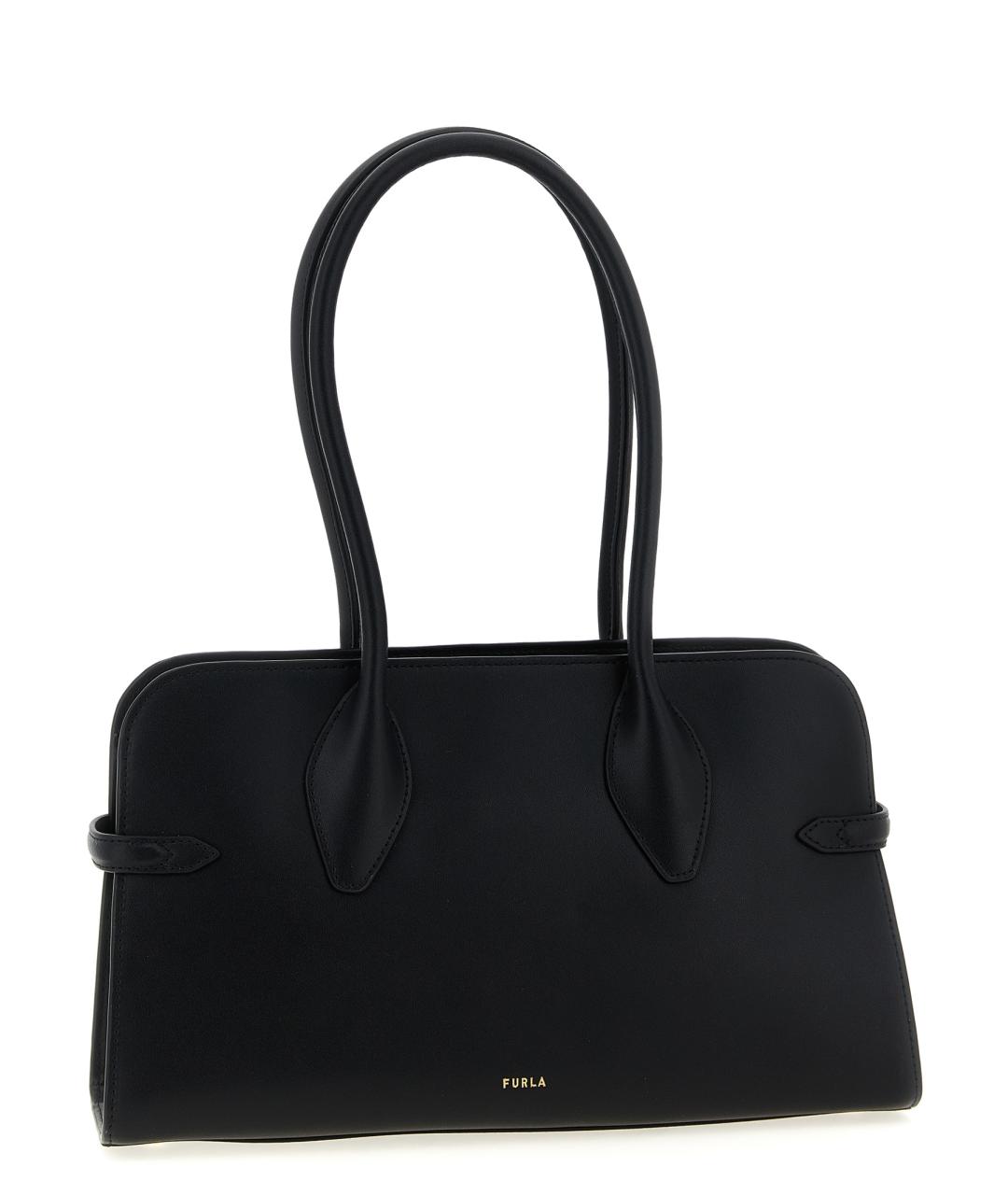 FURLA Черная кожаная сумка тоут, фото 2