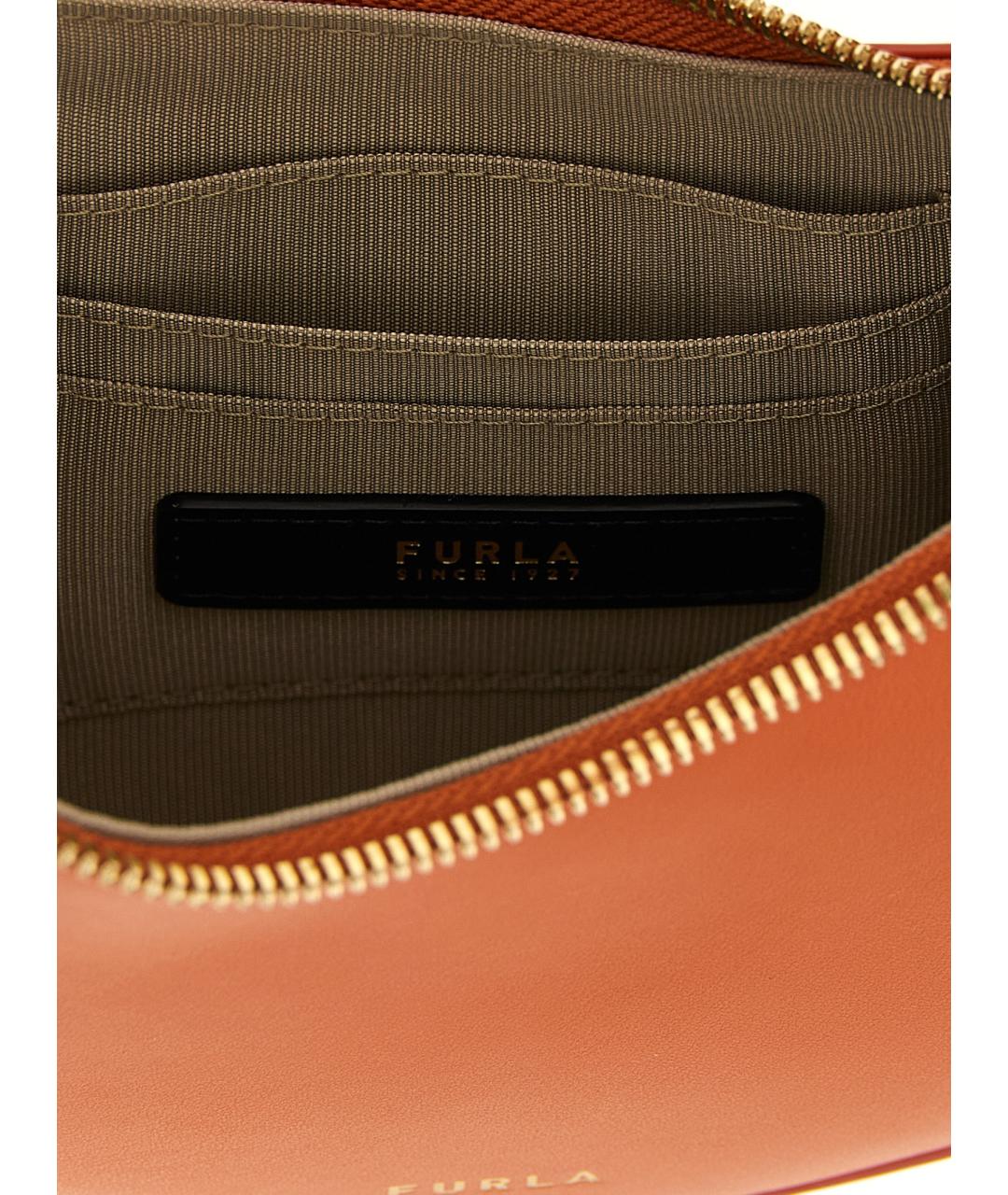 FURLA Оранжевая кожаная сумка через плечо, фото 4