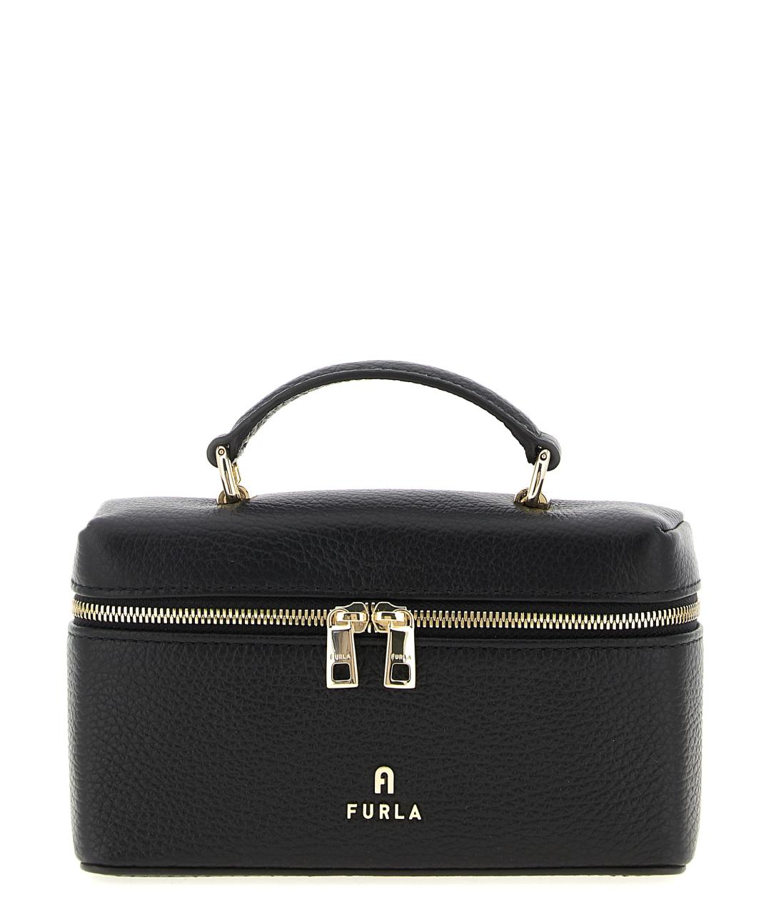 FURLA Черная кожаная сумка с короткими ручками, фото 1